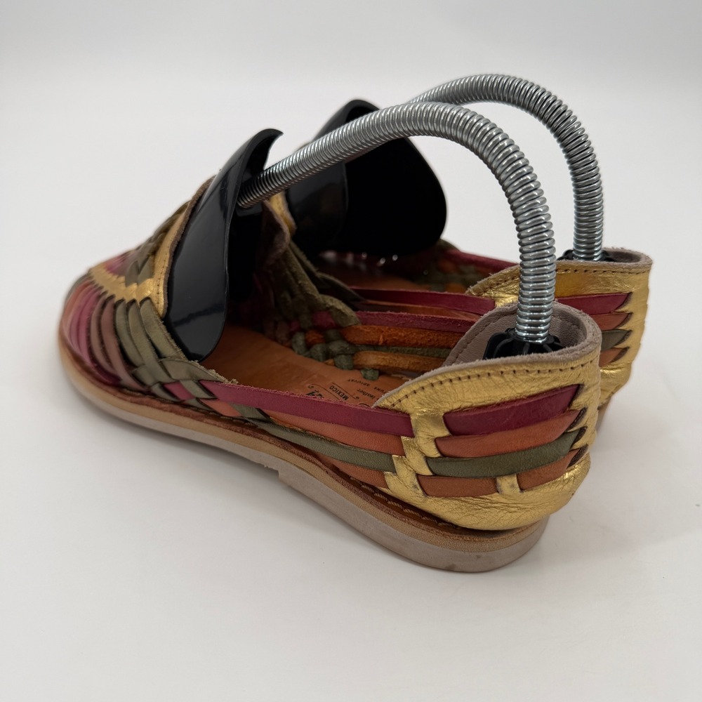 La Galana Handcrafted Leather Huarache Sandals Multicolor Woven Flats Size 38 - Picture 3 of 9